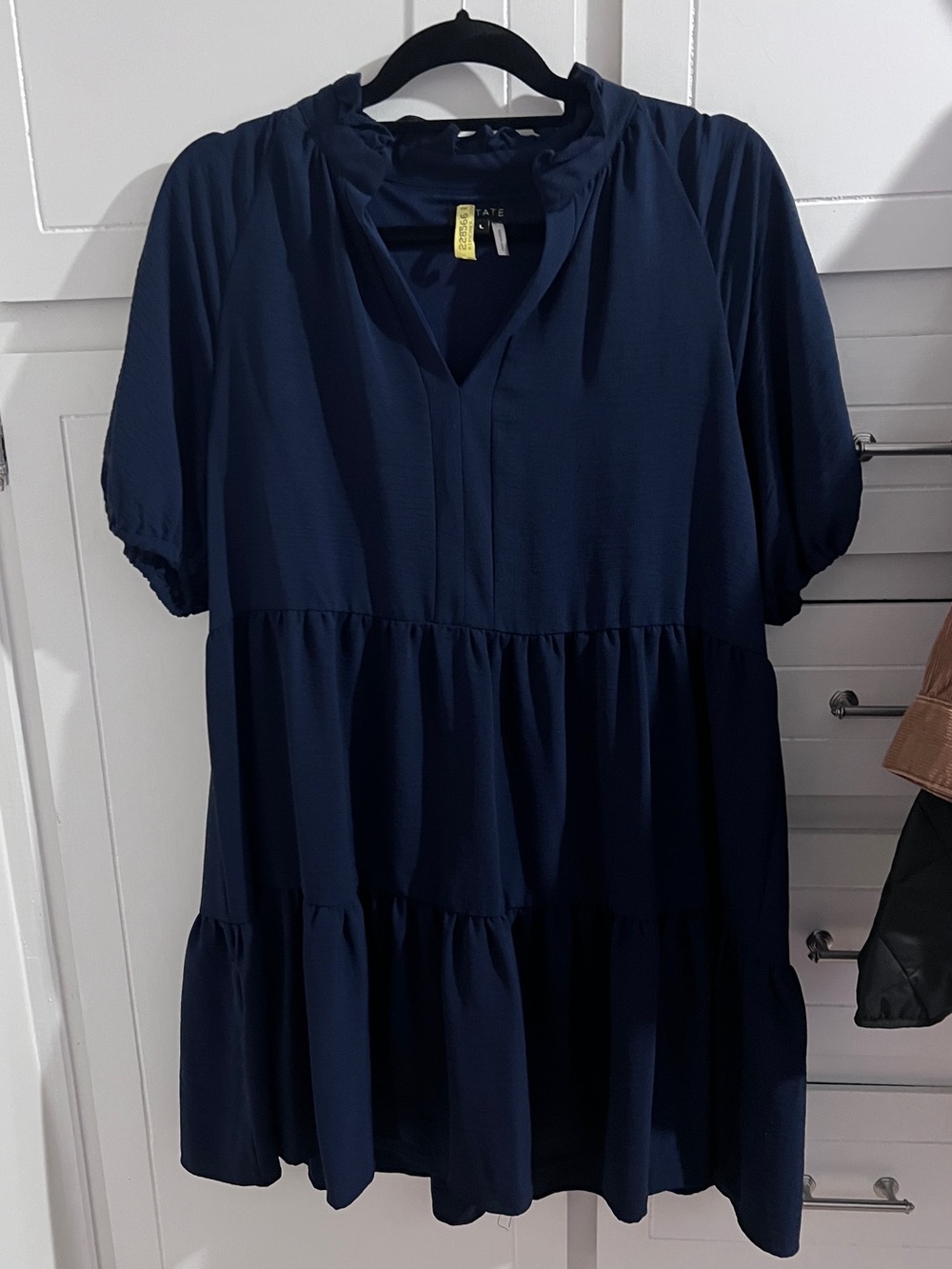 1. State Navy Tiered Smocked Neck Dress